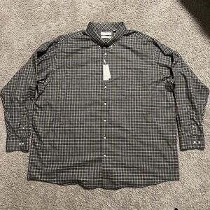 Roundtree Yorke Non Iron Perfect Performance Button Down Shirt 4XT Brown Plaid